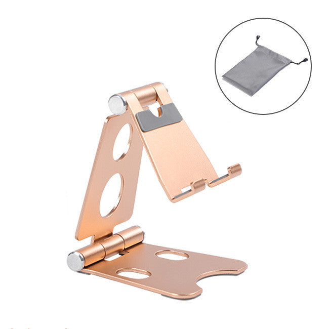 Mini Foldable Desktop Phone Stand, gold, with carry pouch