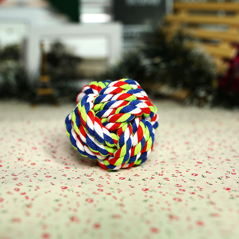 Multicolour braided cotton rope ball