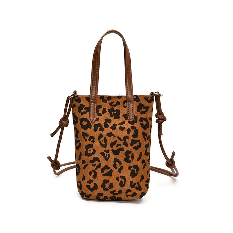 Retro Leopard Print Crossbody Bag, leopard print khaki, front