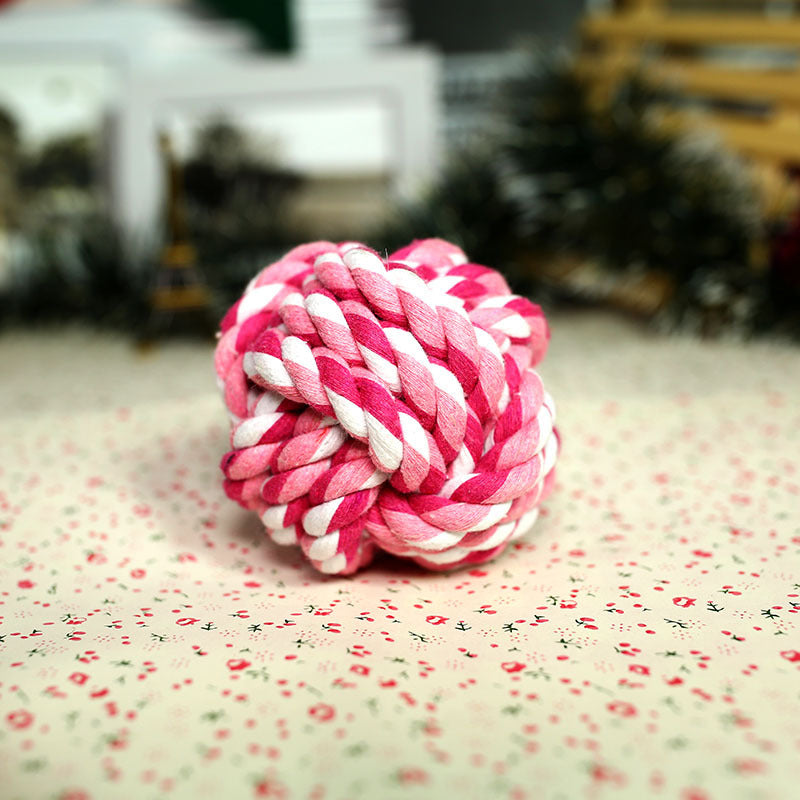 Pink braided cotton rope ball