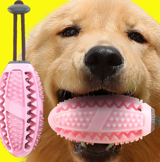 Pink bone chew tug toy