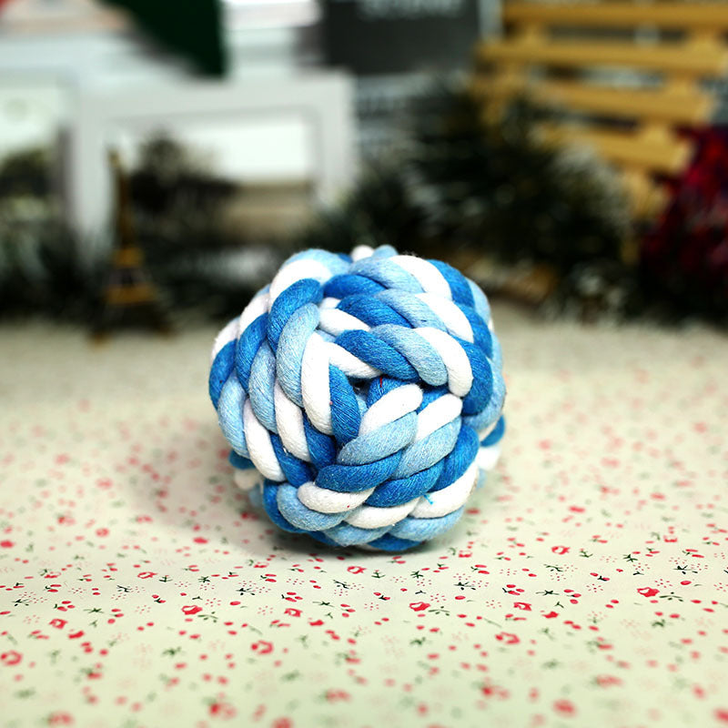 Blue braided cotton rope ball