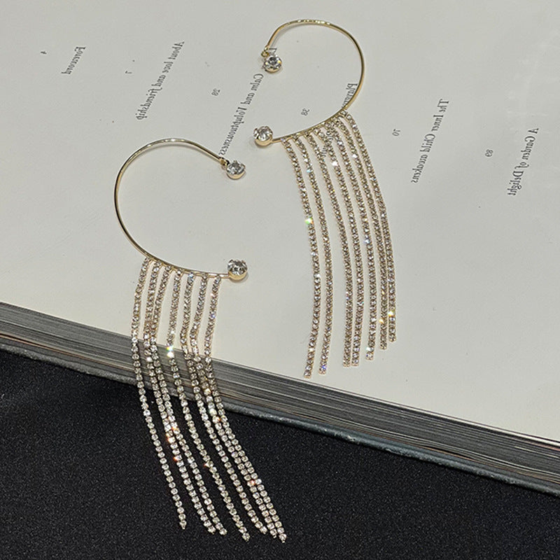 Rhinestone tassel ear cuffs, pair