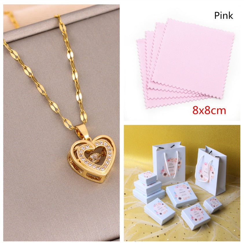Necklace with gift box and polishing cloth option