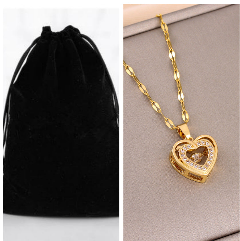 Necklace with velvet pouch option