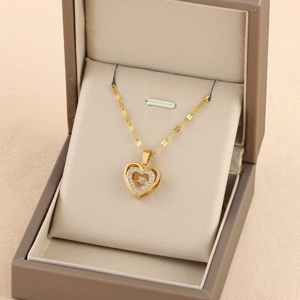 Rhinestone heart pendant necklace in a gift box
